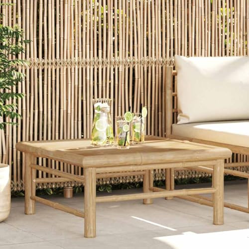 Teenpull Gartentisch Bambus 65x65x30 cm, Robustes Gartenmöbel für Terrasse, Couch, Sofa, wetterfest, für Outdoor-Entspannung, natürliche Optik, pflegeleicht