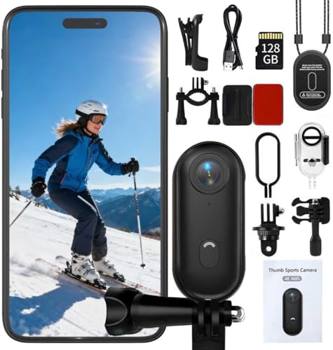 NUISK Thumb Action Camera | Mini Wearable Camera POV Magnetic Necklace Ultra Light Thirty Five Gram One Thirty Degree Wide Angle Fisheye Sports Camera Waterproof for Biking Hiking Travel