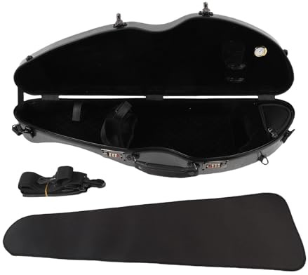 WIHFHGZ Violin Aufbewahrungsbox Carbon Fiber, Leicht, 4/4 Full Size Schwarz - Schutz, Doppel Schultergurte, Für Violinspieler