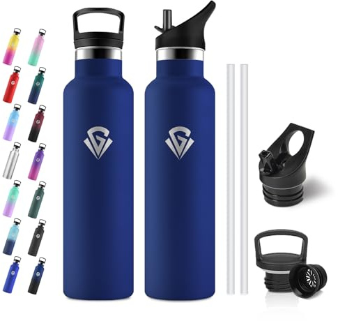JAPORIA Botella Agua Termica 750ml, Botella Agua con Pajita, sin BPA, Cantimplora Acero Inoxidable, Aislamiento al Vacío, Termo para Escuela, Ciclismo, Escalada