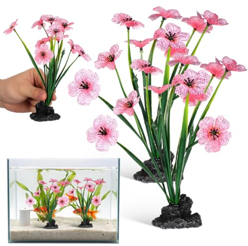 BESPORTBLE Aquarium Decorations Artificial Aquatic Plants for Fish Tank Accessories, Vivid Plastic Water Silk Leaf Ornaments for Tropical Betta Goldfish Tank Decor, Small Medium Large Underwater Habit