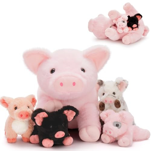 MaoGoLan groß Schwein Kuscheltier XXL mit Baby im Bauch, 40cm weich riesen Schwein Stofftier Plüschtier Spielzeug, Geburtstag Weihnachten Geschenk für Kinder Baby