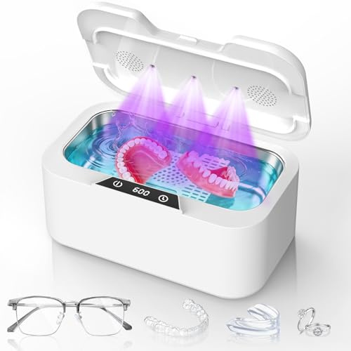 500ML Ultrasonic Retainer Cleaner with UV, 45kHz Ultrasonic Cleaner, 4 Timer Modes Touch Screen Digital Display Sonic Cleaner for Jewellery, Glasses, Dentures, Braces, Rings