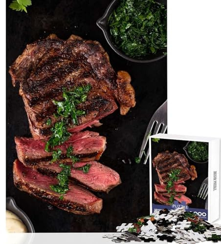Grilled Steak with Herb Sauce 1000 Jigsaw Puzzle Mind Skill Play Premium Laser Cut Quality Bonding Activity for Loved Ones (38x26cm)