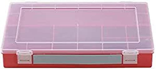hünersdorff Sortimentskasten PP-Classic mit 8 Fächern | stabile Sortierbox für Schrauben und andere Kleinteile | feste Facheinteilung | 22,5 x 33,5 x 5,5 cm, rot