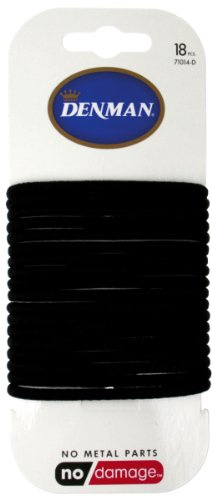 Denman No-Damage Elastic Hairbands 18-Piece, Large, Black