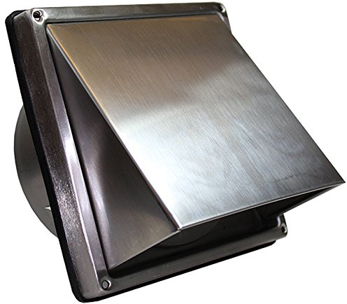 Kair Cowled External Vent 150mm - 6 inch Rear Spigot Stainless Steel Grille with Backdraft Shutter to Protect Against Insects and Wind Noise