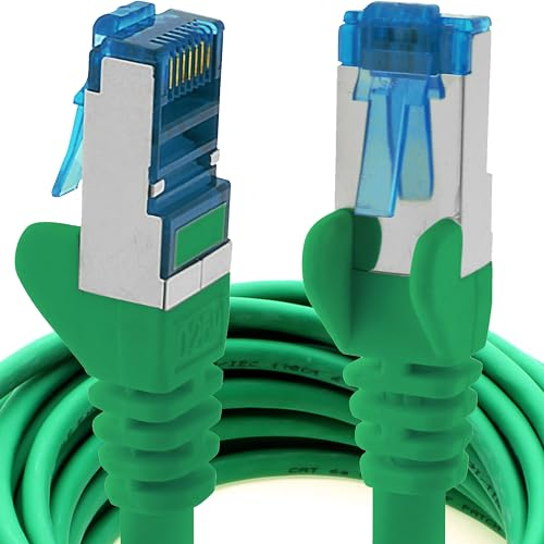 10m - verde - 1 pezzo - Rete Cavi Cat6a | S-FTP | CAT 6a | doppia schermatura - certificato GHMT | PIMF | 500MHz | 10000 Mbit/s