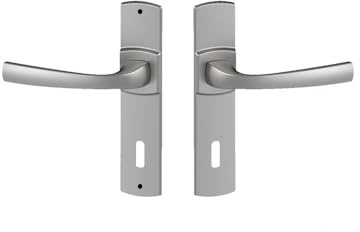 Vachette Assa Abloy – Set mit 2 Türgriffen, klein, muze-Form, Chrom-Velours, Funktion Schlüssel L
