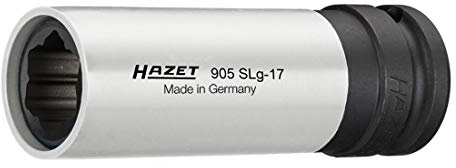 Llave de vaso HAZET 905SLG-17 I Accionamiento: cuadrado e híbrido de perfil especial para el cambio de neumáticos de vehículos y automóviles, anchura entre planos: 17 mm