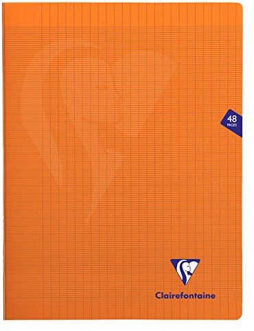 Clairefontaine 383311C - Schulheft / Heft Mimesys DIN A4+ 24x32 cm, 24 Blatt 90g, französische Lineatur, Einband aus PP, geheftet, Orange, 1 Stück