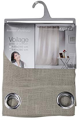 Douceur d'Intérieur Haltona Panneau A Oeillets Effet Lin Tisse Haltona Polyester, Noisette, 280x140 cm