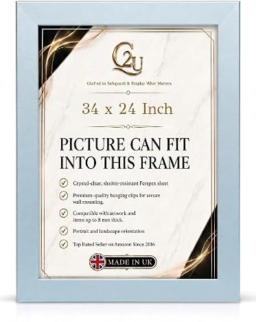 34X24 Silver Wood Effect Photo Frame, maxi Poster size Picture Frames For Wall Mount By Convenient2you
