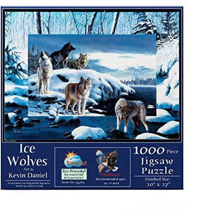 Puzzle SunsOut - Kevin Daniel: Ice Wolves, 1.000 piese (Sunsout-55763)