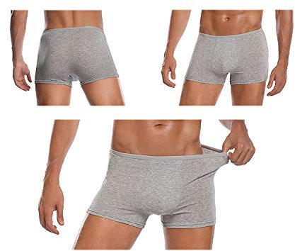 Mens jetables 100% Coton sous-vêtements Voyage Boxers Briefs Shorts Portable Blanc/Gris 5PK (Gris, Large - Taille 33.5 -36.5 / 84-92cm)