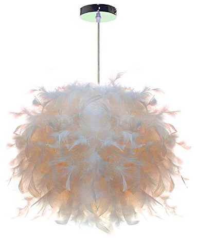 PETITES ECREVISSES Design Pendelleuchte Weiß Federn Hängelampe Ø30cm mit E27 Lampenfassung für Wohnzimmer Esszimmer Schlafzimmer, 40W