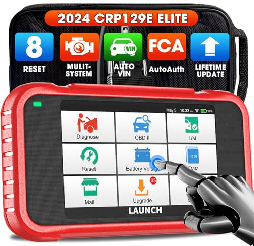 LAUNCH CRP129E OBD2 Diagnosegerät Auto Auslesegerät Kfz-Diagnose EOBD Tester, obd2 Scanner mit 4 Systemen Motor, ABS, SRS, Automatik Getriebe+5 Service Funktionen mit Touchscreen WiFi Update/Android