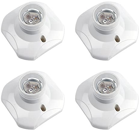 E27 Screw Light Bulb Socket Holder, ES Lamp Holder Base, Edison Screw E27 Wall Socket, AC 220-250V, Ceiling Light Fitting, White, 4pcs