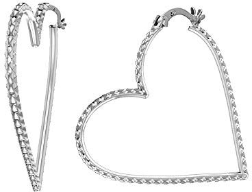 LeCalla Sterling Silber Schmuck Herzform Liebe Diamantschliff Creolen für Frauen