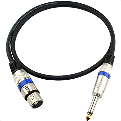 HTRUIYATY XLR Female Cable To 6.35mm 1/4inch TS Jack Lead Mono Signal Plug,3 Pin Unbalanced Audio Cable,Microphone Cable,Amp Cable,Speaker(1m)