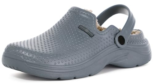 Zuecos Invierno Zapatillas Casa Mujer Hombre, Gris Oscuro, 39