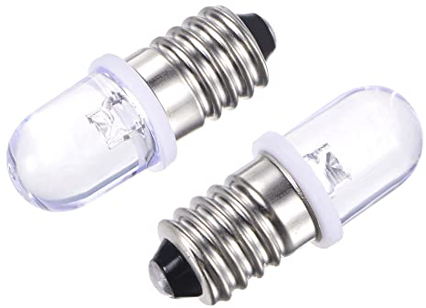sourcing map E10 Screw Base LED Bulb DC 12V 0.25W Round Top Mini Spot Light with Storage Box, Warm White Pack of 10