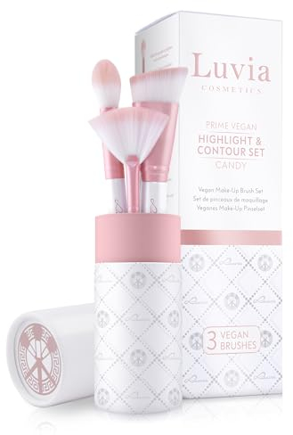 Set de pinceaux de maquillage Luvia, Highlight & Contour Set, Set de pinceaux pour le visage, 3 pinceaux cosmétiques véganes, Pinceaux de maquillage pour estomper, modeler et contourner