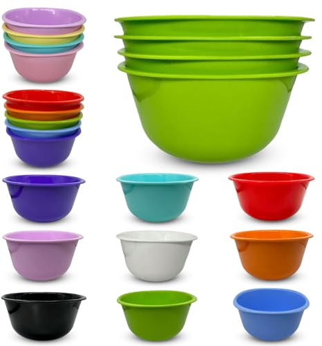 ECO Reusable Unbreakable Colourful Plastic Bowls Set of 4 Shatterproof 100% Food Safe Perfect for Camping, Indoor, Outdoor, and Picnic (Green, Baby 400ml)