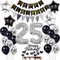 Luftballon 25. Geburtstag Dekoration Schwarz Silber - Tortendeko für Mann und Frau - Kuchen Deko, Ballons und Geburtstagsdeko für 25 Jahre