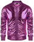 COOFANDY Herren Metallic Jacke 70er Jahre Disco Weihnachten Party Varsity Jacke Reißverschluss Baseball Bomber, Luxuriöses Violett, XL