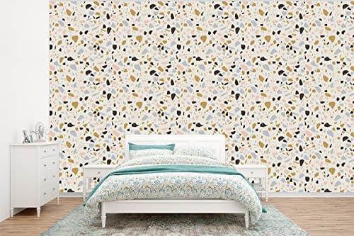 Selbstklebend Tapete Wandpapier Wandaufkleber Fototapete Tapeten Wanddeko 350x260 cm Lehm - Muster - Terazzo