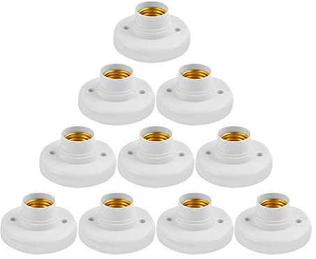 Demiawaking 10Pcs 220V E27 Lampenfassung, Universal E27 Fassung für Zuhause Korridor Treppen, Runde Glühbirnen Sockel E27 Energiesparend (Weiss)