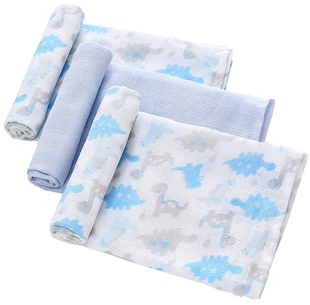 Mullwindeln Spucktücher Baby Baumwolle 3er Pack 70x70 cm Stoffwindeln Mulltücher für Baby Junge (Junge)