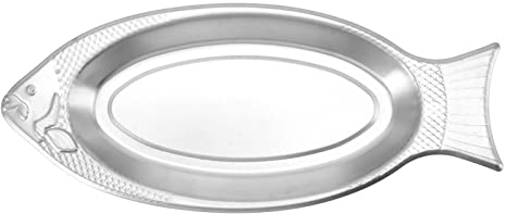 Plato en forma de pescado, plato para servir de acero inoxidable, plato para servir Platos para plato de pescado extremadamente gruesos de acero inoxidable en forma de pescado para bodas(Small)