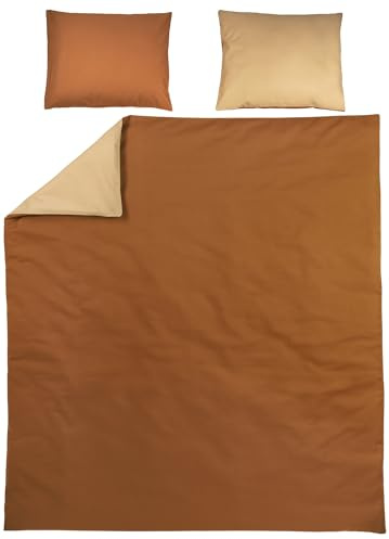 MEYCO Home Bettwäsche 200x200/220cm inkl. Kopfkissenbezug Camal/Warm Sand | 100% Baumwolle - Oeko Tex zertifiziert - weich - atmungsaktiv - waschbar & trocknergeeignet