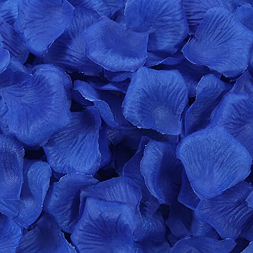 Haobase Lot de 2 000 pétales de rose artificiels pour Saint-Valentin, demande en mariage, décoration de table (bleu foncé)