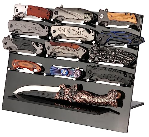 Présentoir à couteaux en acrylique – Organiseur de couteaux de poche – Porte-outils de table multifonction (noir)
