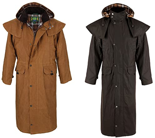 Hunter-Outdoor Unisex Endinburgh Wachsjacke Mantel Cape Lange Jacke, braun, XS