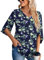 Aodemo Women's Summer Dressy Chiffon Blouse 3/4 Sleeve V Neck Tunic Casual Loose Shirt Office Work Tops M, White Lily