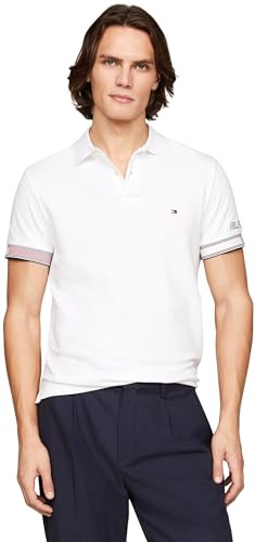 Tommy Hilfiger Herren Poloshirt Kurzarm Slim Fit, Weiß (White), XXL