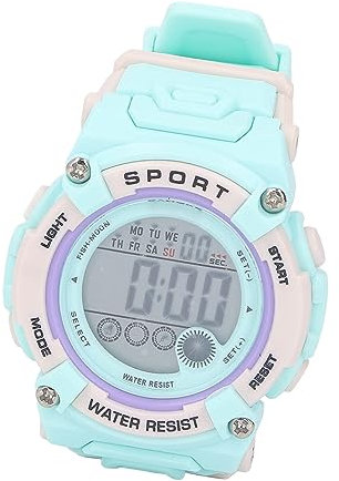 Alomejor Digitale Chronographenuhr für, Dekorativer Digitaler Chronograph für, Sturzsicher, Wasserdicht für Outdoor-Aktivitäten, Schulsport (Reseda)
