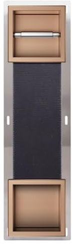 Balneo Toilettenpapierhalter mit Magazin für 6 Rollen, Kupfer, Edelstahl, 74x20,8x14,75 cm, Einbaumontage Wall-Box Paper 2 Copper