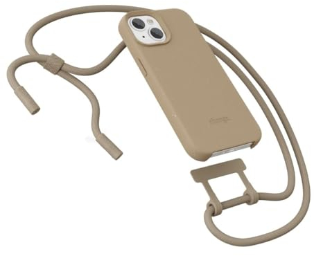 Woodcessories - Change Case, Nachhaltige Handykette abnehmbar kompatibel mit iPhone 15 Hülle mit Band Taupe - biologisch abbaubar