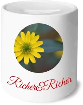 Moneda de caja de ahorro de crisantemo verde con flores amarillas