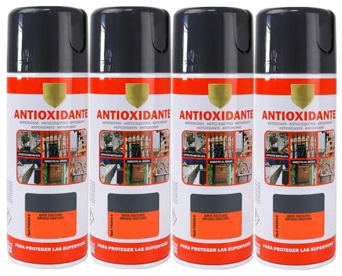 various-Pintura Spray Antioxidante Gris Oscuro 400 Ml para las Superficies de Metal, Hierro y Aluminio,Pack de 4 Unidad