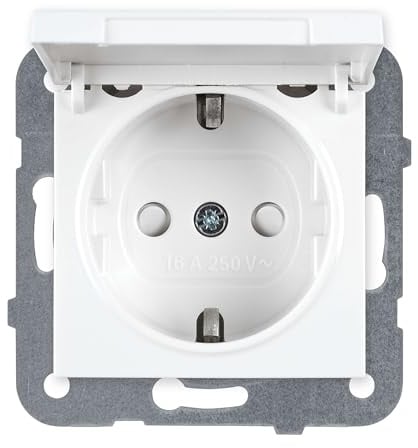 Panasonic WDTT03102WH Karre Plus 55 Schutzkontakt-Steckdose mit Klappdeckel weiß 55x55 mm reinweiß