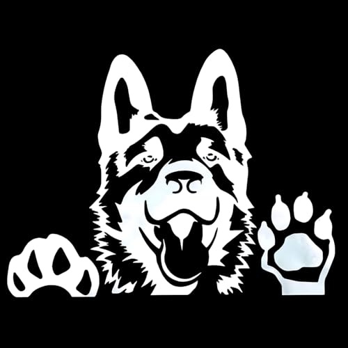 Autoaufkleber 15Cm Weißer Deutscher Schäferhund Auto Aufkleber White German Shepherd Aufkleber Haustier Hund Wasserfester Aufkleber Weiß German Shepherd Aufkleber Stoßstange Heckscheibe Dekor