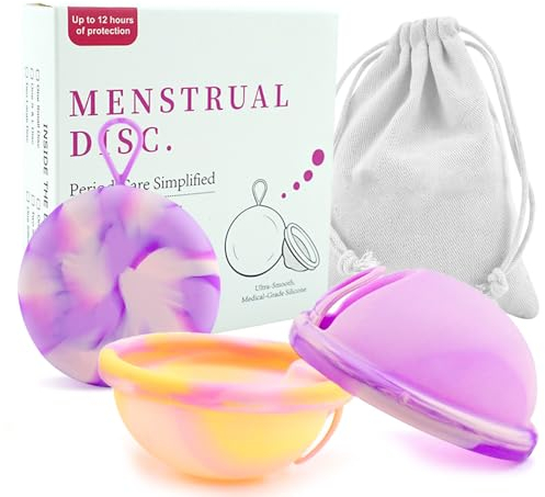 HIULLEN 2Pièces Disque Menstruel, Coupe Menstruelle Durable et Réutilisable en Silicone, Coupe Menstruelle Souple S+L, Coupe Menstruellecoupe Menstruelle pour Femmes Actives Sport Natation et Intimité