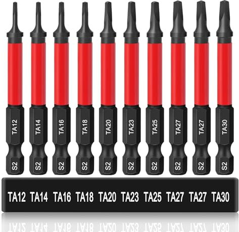 CYLBAQ Impact Triangle Screwdriver Bits, 10pcs 65mm S2 Steel Triangle Screwdriver Bit Set, Magnetic 1/4 Hex Shank Triangular Tip Security Screw Driver Bit TA12/14/16/18/20/23/25/27/30