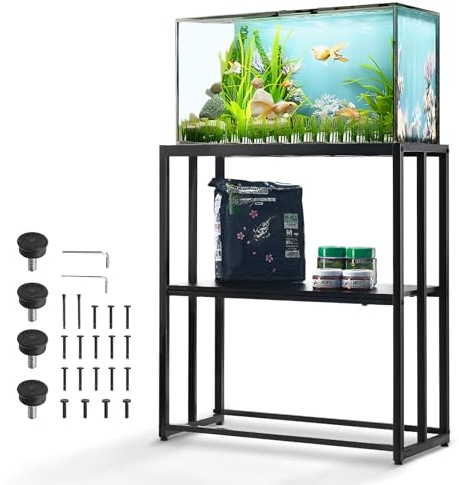 VEVOR Aquariumständer, 20 Gallonen Fischtankständer, 63 x 33 x 76,2 cm Stahlschildkrötentankständer, 76 kg Tragkraft, Reptilientankständer mit Aufbewahrung, Hardware-Kit und Rutschfesten Füßen